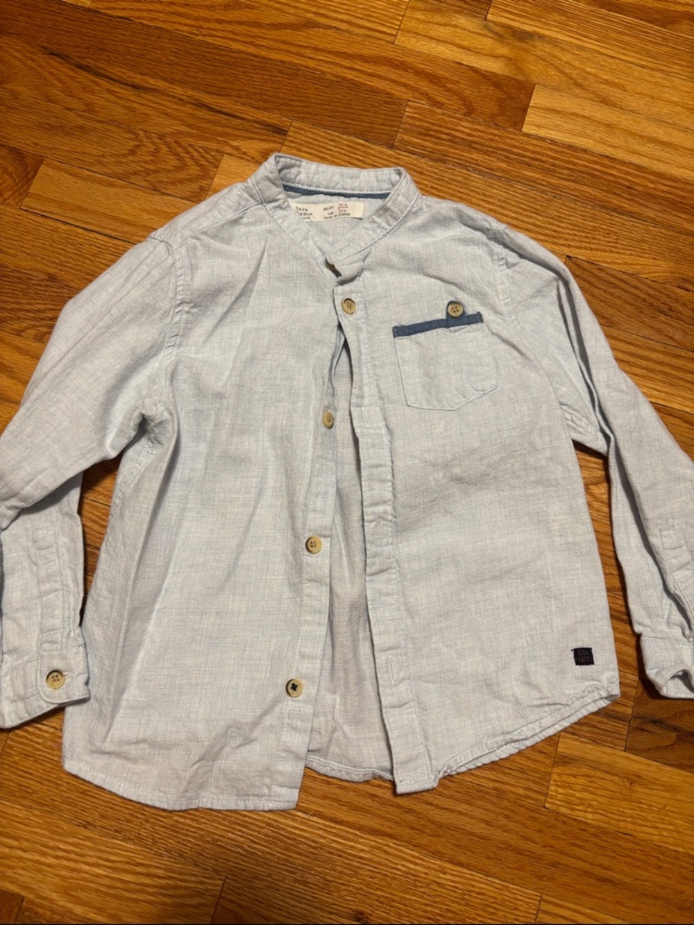 Zara Light Blue Button-Down Shirt with Dark Blue Trim